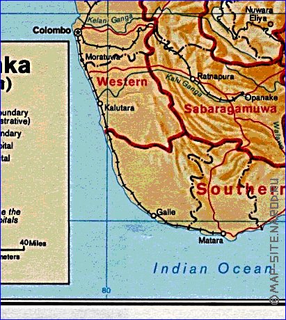 Administrativa mapa de Sri Lanka em ingles