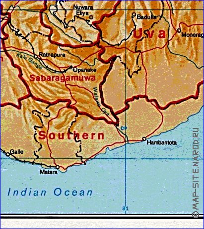 Administrativa mapa de Sri Lanka em ingles