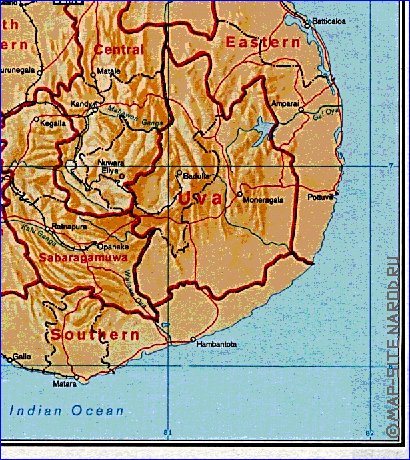 Administrativa mapa de Sri Lanka em ingles