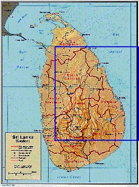 Administrativa mapa de Sri Lanka em ingles