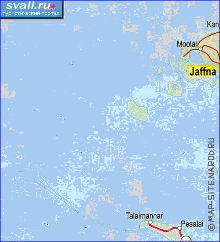 mapa de de estradas Sri Lanka em ingles