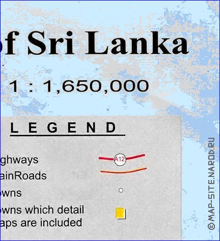 mapa de de estradas Sri Lanka em ingles