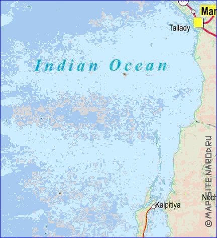 mapa de de estradas Sri Lanka em ingles