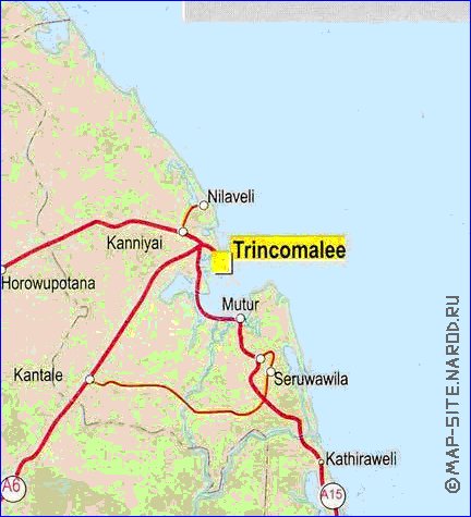 carte de des routes Sri Lanka en anglais