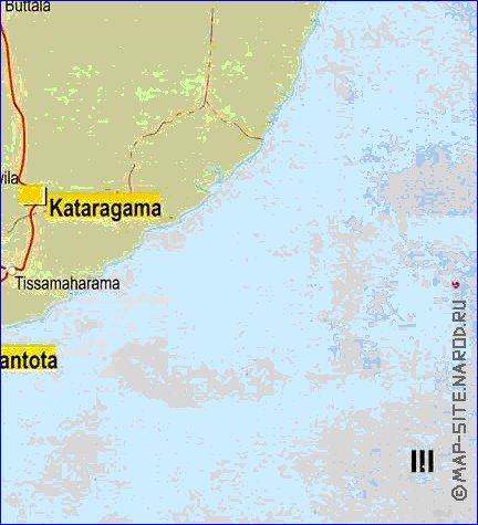 mapa de de estradas Sri Lanka em ingles