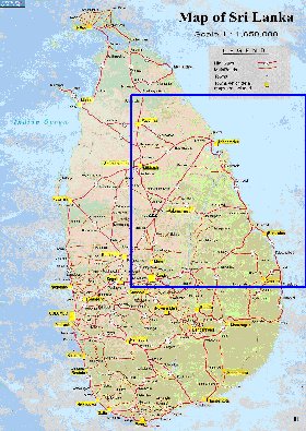 carte de des routes Sri Lanka en anglais