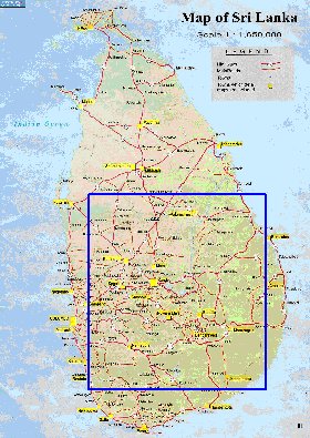 mapa de de estradas Sri Lanka em ingles