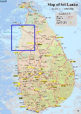 mapa de de estradas Sri Lanka em ingles