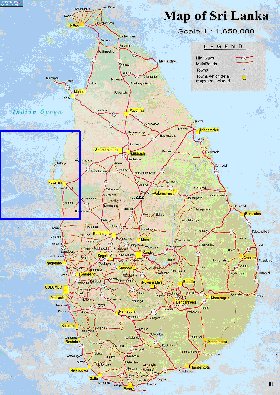 mapa de de estradas Sri Lanka em ingles