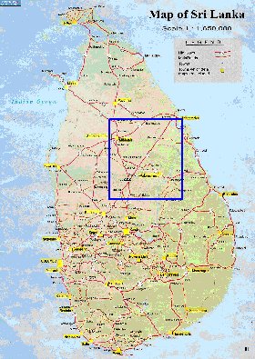 mapa de de estradas Sri Lanka em ingles