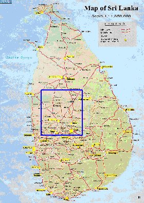 mapa de de estradas Sri Lanka em ingles