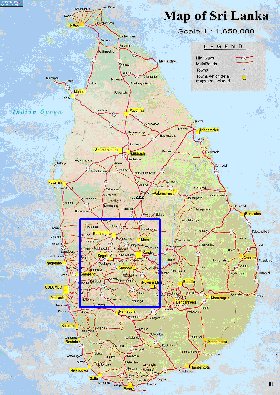 mapa de de estradas Sri Lanka em ingles