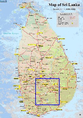 mapa de de estradas Sri Lanka em ingles