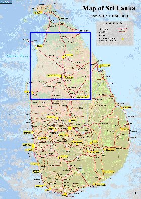 mapa de de estradas Sri Lanka em ingles