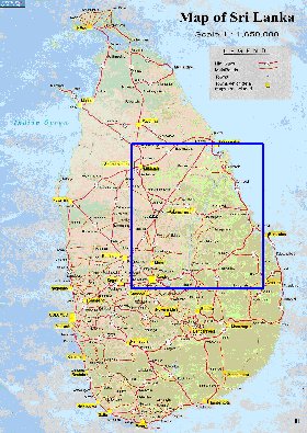 mapa de de estradas Sri Lanka em ingles