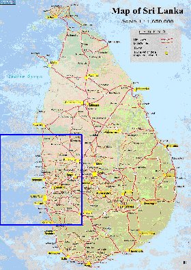 mapa de de estradas Sri Lanka em ingles