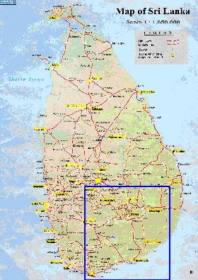 mapa de de estradas Sri Lanka em ingles