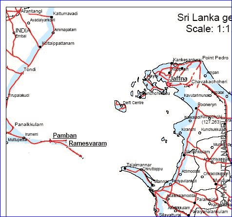 carte de Sri Lanka en anglais