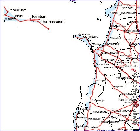 mapa de Sri Lanka em ingles