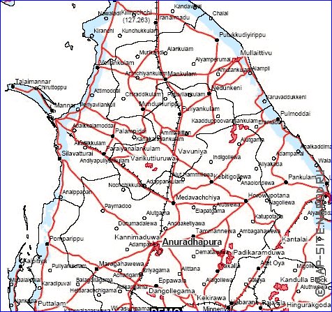 mapa de Sri Lanka em ingles