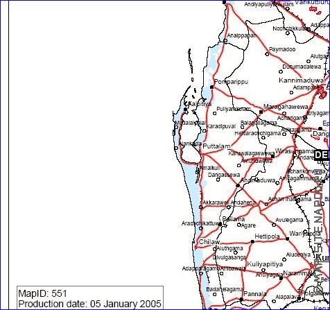 mapa de Sri Lanka em ingles