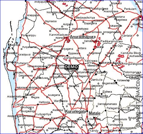 mapa de Sri Lanka em ingles