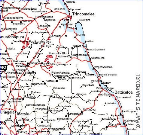 mapa de Sri Lanka em ingles