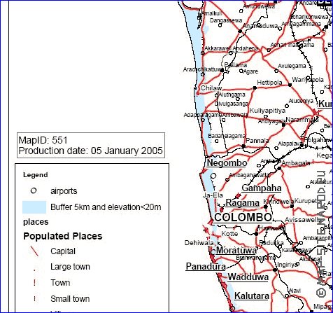 mapa de Sri Lanka em ingles