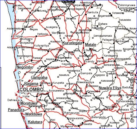 mapa de Sri Lanka em ingles