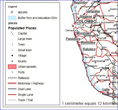 mapa de Sri Lanka em ingles