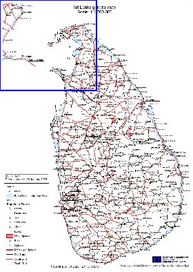 mapa de Sri Lanka em ingles