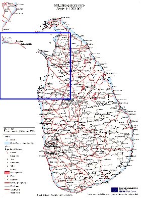 carte de Sri Lanka en anglais
