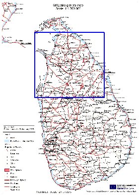 carte de Sri Lanka en anglais