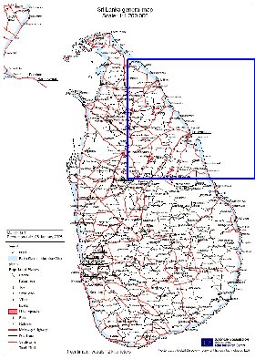 carte de Sri Lanka en anglais