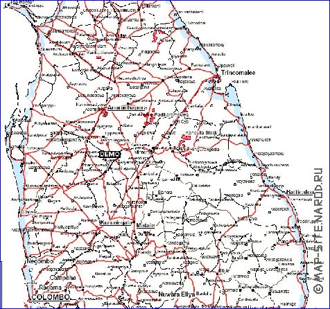 mapa de Sri Lanka em ingles