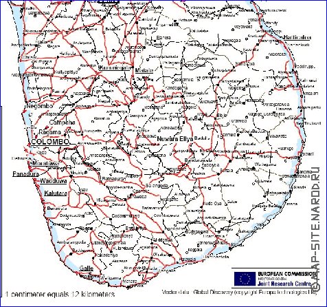 carte de Sri Lanka en anglais