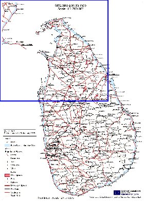 carte de Sri Lanka en anglais