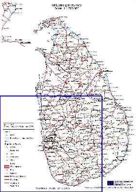 carte de Sri Lanka en anglais