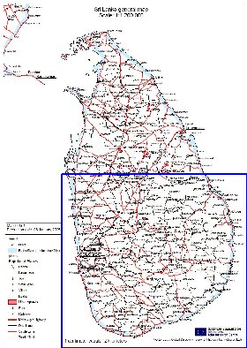 carte de Sri Lanka en anglais