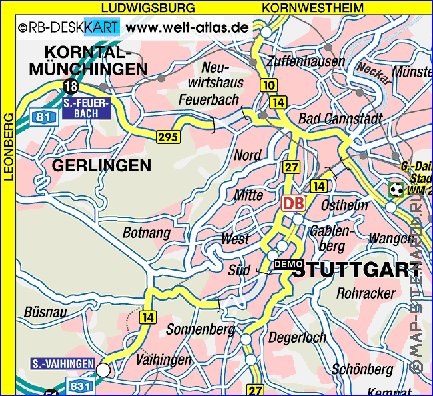 carte de Stuttgart en allemand