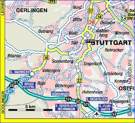 carte de Stuttgart en allemand