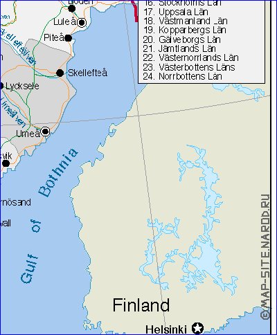 Administrativa mapa de Suecia em ingles