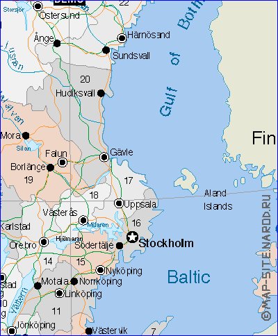 Administrativa mapa de Suecia em ingles