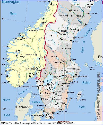 Administrativa mapa de Suecia em ingles