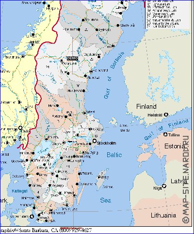 Administrativa mapa de Suecia em ingles