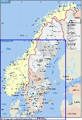 Administrativa mapa de Suecia em ingles