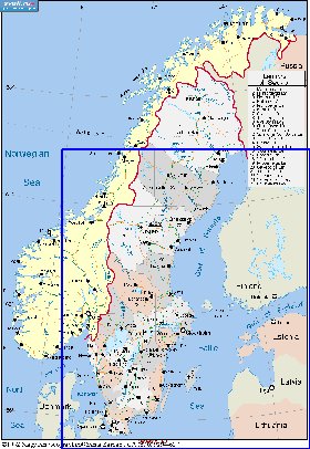 Administrativa mapa de Suecia em ingles