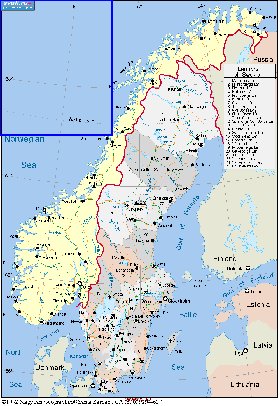 Administrativa mapa de Suecia em ingles