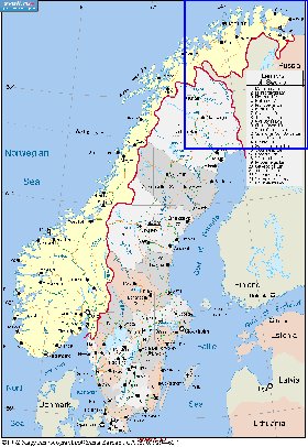 Administrativa mapa de Suecia em ingles