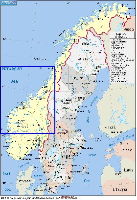 Administratives carte de Suede en anglais